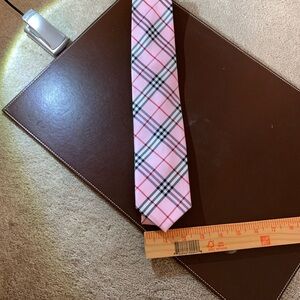 Pink Plaid Men's Tie 100%Silk